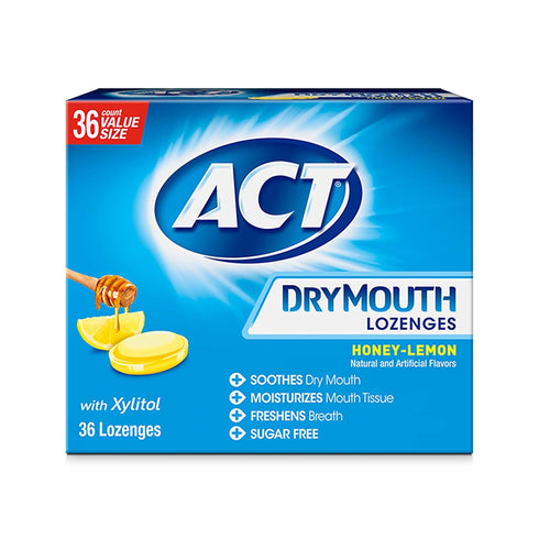 ACT Dry Mouth Lozenges With Xylitol, 36-Count, Sugar Free Honey-Lemon...