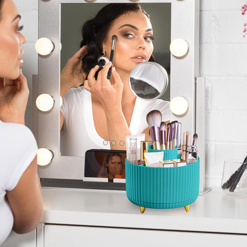 Makeup Brush Organizer,5 Slots 360° Rotating Desk Pen Holder,Makeup Brushing Holder,Cosmetic Brushes Storage Holder,Cute Pencil Cup,Desk Organizer...