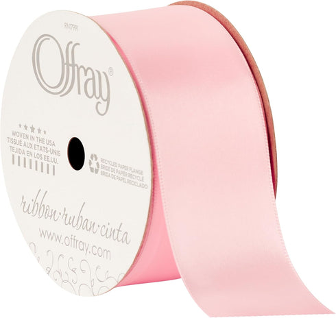 Berwick Offray Wide Double Face Satin Ribbon, Light Pink, 1 1/2 in x 12 ft (38 mm x 3.6 m)...