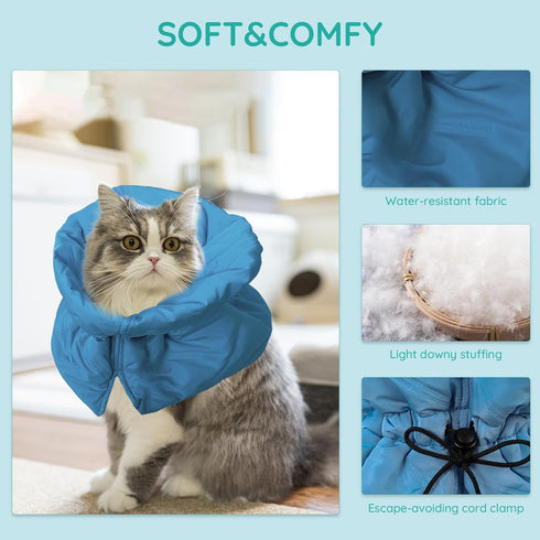 Cat Recovery Collar, Soft Adjustable Cat Cone Alternative, Lightweight Waterproof Fasteners Collars for Cats Kittens Puppies, After Surgery Stop L...