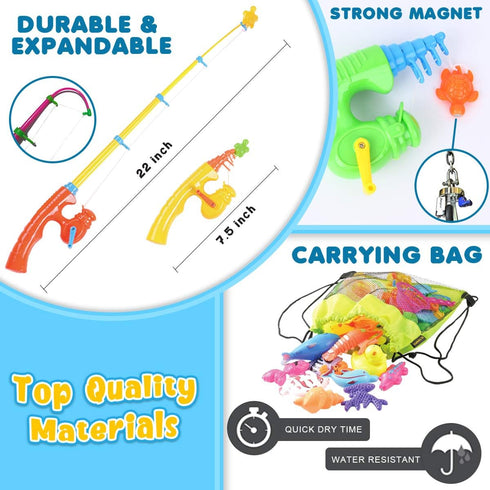 Goody King Magnetic Fishing Game Pool Toys for Kids - Outdoor Indoor Carnival Party Water Bath Toy for Toddlers 1-3 4 5 6 Years Old 2 Players Gift...