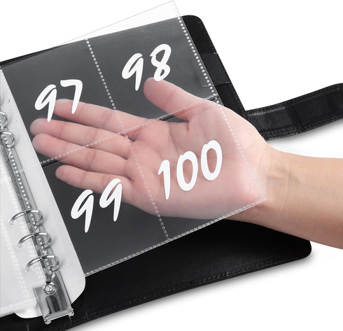 100 Envelope Challenge Binder, 25 Sheets Silkscreen Numbers to 100, Not Stickers, Reusable Tracker, Easy and Fun 100 Envelopes Money Saving Challe...