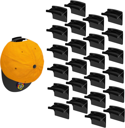 24 Pack Adhesive Hat Rack for Wall, Hat Organizer for Baseball Caps, Strong Multi-Purpose Hat Hooks, Hat Holder Hanger on Wall, Door, Closet, No D...