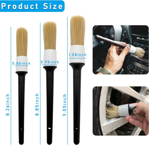 Ziciner 3PCS Car Detailing Brush Set, Ultra Soft Car Detail Brushes, No Scratch Car Cleaning Tools, Auto Interior Cleaner Accessories for Interior...