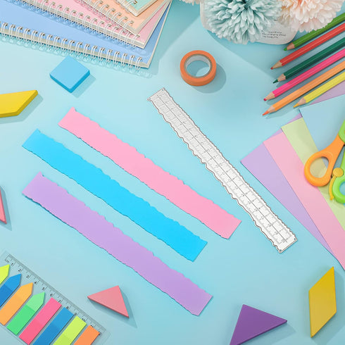 3 Pieces 8.4 Inches Irregular Edges Ruler Deckle Edges Ruler Measuring Embossing Cutting Dies Paper Tearing Ruler for Card Making Scrapbooking Cra...