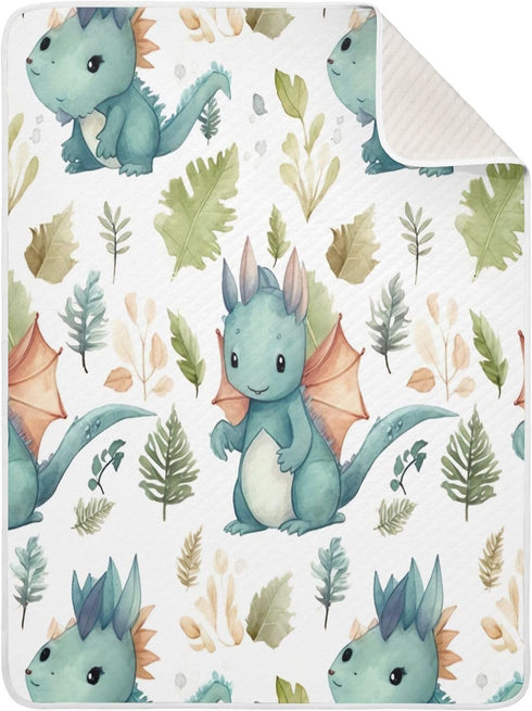 Cute Dragon Baby Blanket for Girls Boys Soft Warm Reversible Infant, Newborn, Toddler Receiving Blanket Unisex Travel Throw Blanket for Crib Strol...