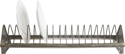 Creative Co-Op Rustic Farmhouse Metal Dish Rack with 18 Slots, Zinc Finish...