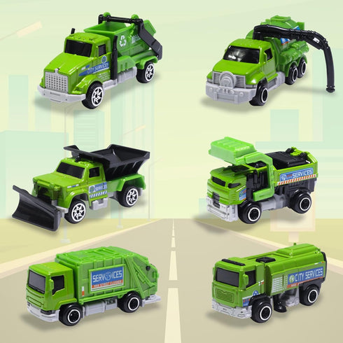 Oriate Sanitation Educational Mini Die-cast Car Model Set 1:64, Sewage Suction Cleaning Car, Garbage Trucks & Other Indoor & Outdoor Toy Car, Chri...
