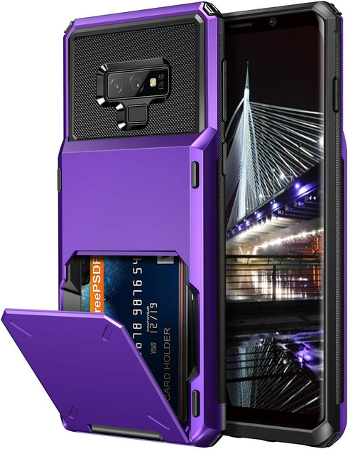 Vofolen Case for Galaxy Note 9 Case Wallet 4-Slot Pocket Credit Card ID Holder Scratch Resistant Dual Layer Protective Bumper Rugged Rubber Armor ...