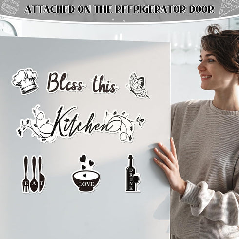 Kitchen Dishwasher Magnet Decorations, Bless This Kitchen Dishwasher Refrigerator Cover Magnetic Stickers Decal Decorative for Home Appliance Gara...