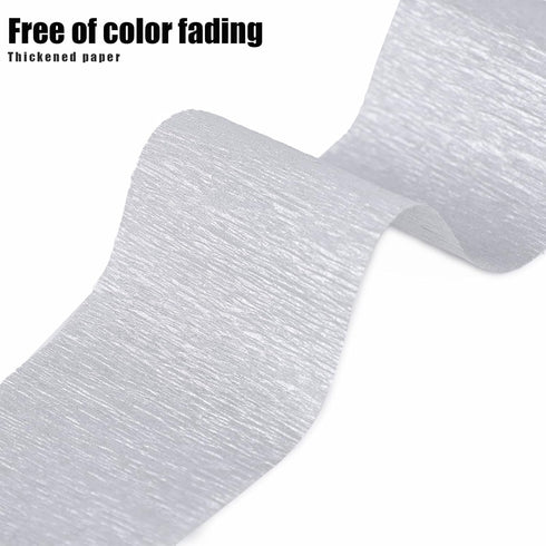 Koogel 4 Crepe Paper Rolls, Silver Crinkled Paper Crepe Paper Streamers Party Decorations for Paper Crafts Birthday Wedding 1.8 Inch x 82 Ft/Roll...