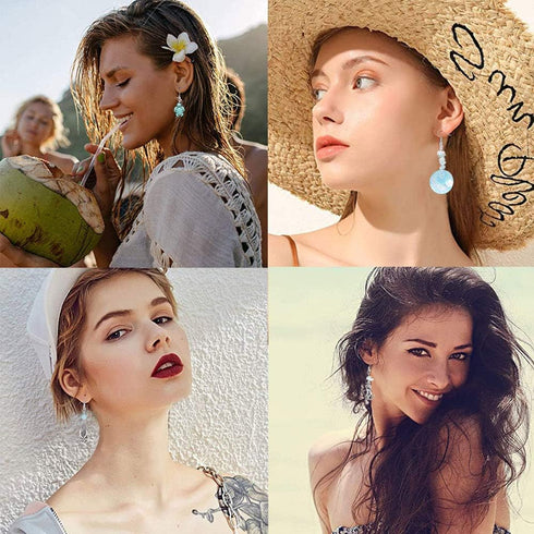 SUNNYCLUE 1 Box DIY 10 Pair Starfish Crab Mermaid Turquoise Earring Making Kit Summer Hawaii Ocean Beach Earrings Jewelry Making Supplies Christma...