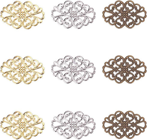 PH PandaHall 150 pcs 3 Colors Tibetan Style Iron Oval Filigree Charm Pendant Link Connectors for Earring Necklace Jewelry DIY Craft Making, Mixed ...
