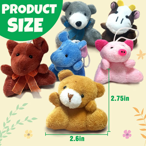 32Pcs Mini Plush Animals Toy Set Assortment Bulk Stuffed Keychain Party Favors for Kids Small Animals Decorations Toys Easter Carnival Prizes Chri...