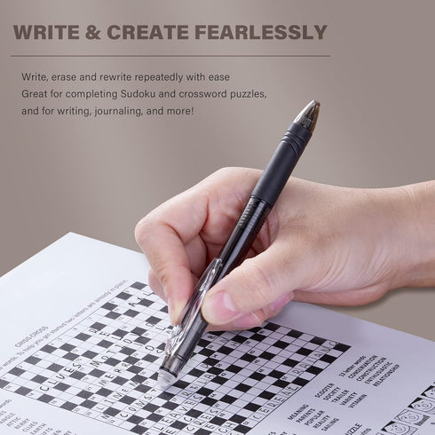 ParKoo Retractable Erasable Gel Pens Clicker Fine Point 0.7 mm, Make Mistakes Disappear, 3 Black/3 Blue Ink Pens with 4 Bonus Refills for Drawing ...
