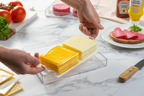 Cheese Keeper | Storage Container for Fridge | Food Storage Box with Lid and Tray | Sliced Cheese Holder and Organizer for Refrigerator | Made in ...