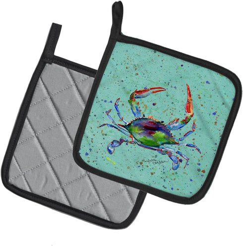 Caroline's Treasures 8462PTHD Crab Pair of Pot Holders Kitchen Heat Resistant Pot Holders Sets Oven Hot Pads for Cooking Baking BBQ, 7 1/2 x 7 1/2...