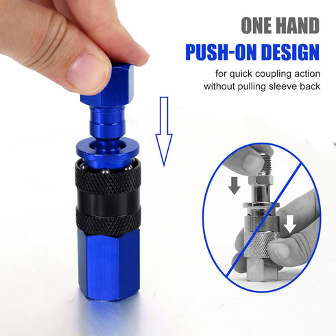 15 Pieces 1/4" NPT Aluminum Air Coupler and Plug Kit, Quick Connect Air Fittings, Industrial Quick Connector Set (Blue)...