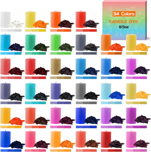 YRYM HT Candle Color Dye for Soy Wax, Safe and Natural- 34 Popular Colors for Candle Making - 8.5oz...
