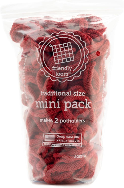 Friendly Loom | 7” Traditional-Sized Red Potholder Weaving Loops | Craft 2 Cotton Potholders...