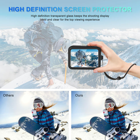 Premium Black Silicone Case Compatible for Hero9/10 Ultimate Protection Tempered Glass, Comprehensive Protection...
