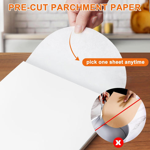100Pcs-10 Inch Parchment Paper Rounds,Baking Parchment Paper, YUFDA Non-Stick Parchment Paper for Baking, Precut Round Parchment Paper for Tortill...