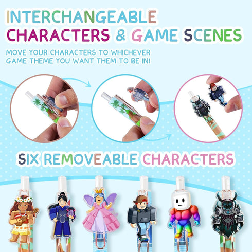 12pcs Game Mechanical Pencils 0.5mm, Removable Characters btw Gaming Scenes, Unique DIY Design, School Stationary Game Party Favors Gifts for Boys...