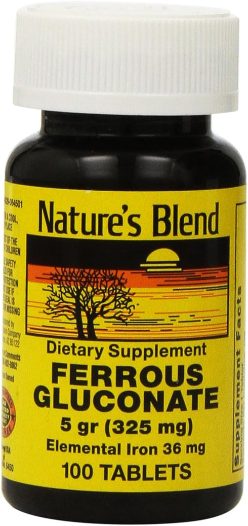 Nature's Blend Ferrous Gluconate Tablets, 100 Count...