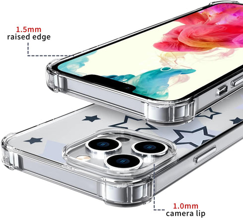 Cute Star Phone Case for iPhone 11 Star Case Cover Clear Phone Case w/Four Corner Reinforced Shockproof Girly Women Phone Cover Transparent Preppy...