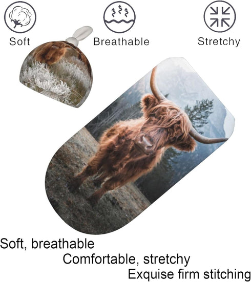 Swaddling Blanket for Baby, Soft Sleeping Bag, Sack for Newborn Boys Girls, Unisex Baby Stuff, Highland Cow...