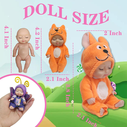 Mini Rebirth Doll, Gift Box Miniature Doll, Toys for Kids Over 3 Years Old (Style D)...
