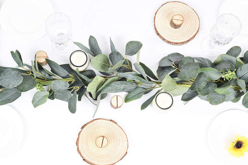 DearHouse 6.2 Feet Eucalyptus Garland Artificial Silk Eucalyptus Leaves Vines Handmade Garland Greenery Wedding Home Backdrop Arch Wall Decor...