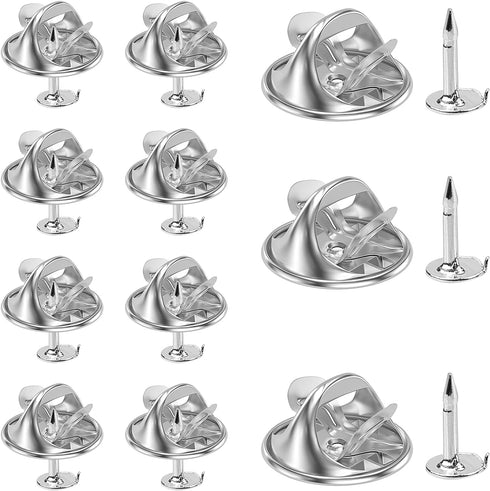 50 Pairs Metal Pin and Pin Backings, 8mm Length 4mm Width Blank Pins for DIY Enamel Pins Jewelry Gift Craft Making...