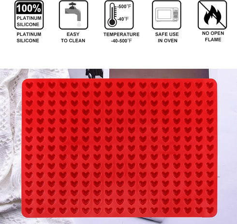 Palksky 255-Cavity Mini Heart Silicone Gummy Mold/Chocolate Drops Mold/Dog Treats Pan/Heart shape Candy Molds for Ganache Jelly Caramels Cookies P...