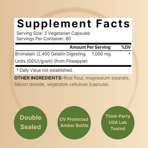 NatureBell Bromelain, 1,000mg Per Serving, 240 Veggie Capsules | 2,400 GDU – Digestive Enzymes & Joint Support Supplement – Proteolytic Enzymes fo...