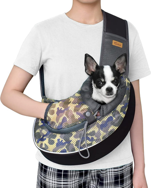 Cuby Pet Dog Sling Carrier for Small Dogs Cats Breathable Mesh Travel Safe Sling Bag Carrier for Dogs Cats Puppy (L, Camouflage)...