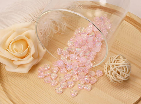 Tupalizy 100PCS Mini Acrylic Heart Beads 9mm AB Color Heart Charms for Jewelry Making Bracelets Necklaces Earrings Key Chains Accessories DIY Craf...