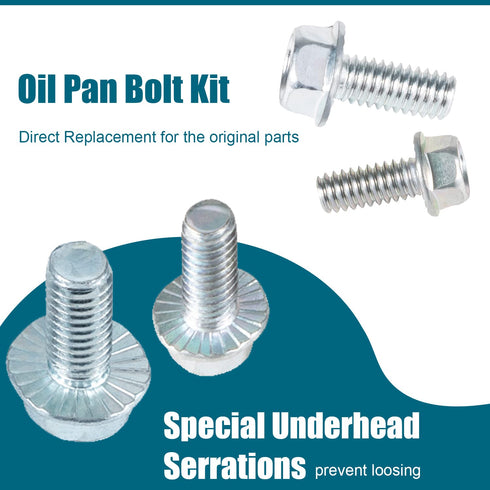 Oil Pan Bolt Kit SBC SBF Fit for 1955-1998 Chevy Small Block V8 Engines 265 283 305 307 327 350 383 400 & Small Block Ford V8 260 289 302 351W & O...