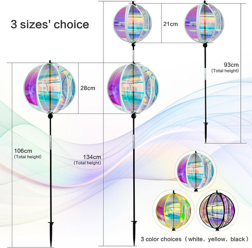 FONMY 360° Outdoor Gazing ball Wind Spinner 3D Wind Sculpture with Stake Reflective Rainbow Maker Worth Gift for Christmas Indoor/Outdoor Garden D...