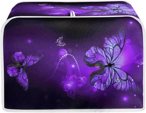 Purple Butterfly Print Toaster Cover 2 Slice Wide Slot, Lightweight Toaster Cover Dust Protection Washable Appliance Bag Bread Maker Cover...
