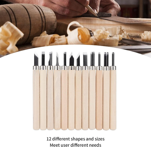 12Pcs Wood Carvin Tool Set, Rubber Stamp Carvin Knife, Steel Sculpture Knife for Soft Materials Wood Soap Clay...