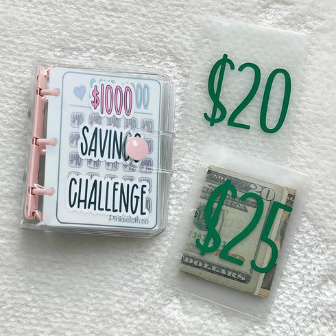 Savings Binder $1000 Savings Challenge Reusable Budget Book with Cash Envelopes Frosted Cover Money Organizer for Cash Savings Challenges Notebook...