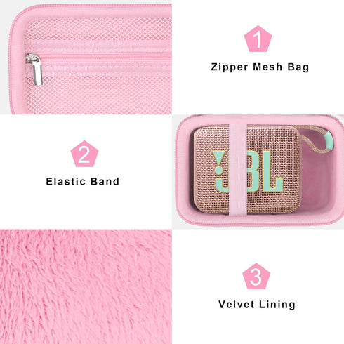 Canboc Carrying Case Compatible with JBL Go 4 Portable Bluetooth Speaker, Zipper Mesh Pocket fits USB Cable, Pink (Case Only)...