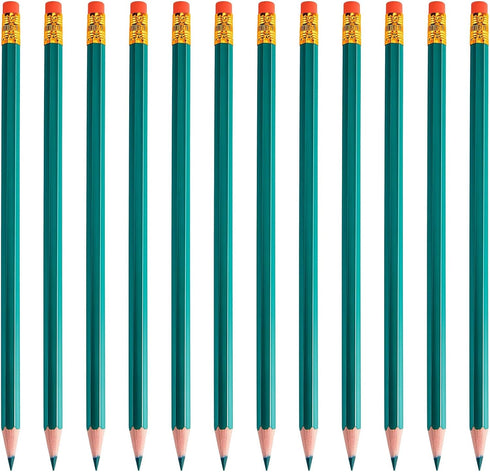Zhanmai 24 Pieces Checking Erasable Pencils Pencils Pre-Sharpened #2 HB with Erasable Tops for Checking Map Coloring Tests Grading(Green)...