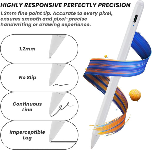 Stylus for iPad Mini 6/5 Generation Pnecil,Magnetic and Palm Rejection with POM Tip Active Stylus Pen for iPad Mini 6th/5th Gen Pencil,White...