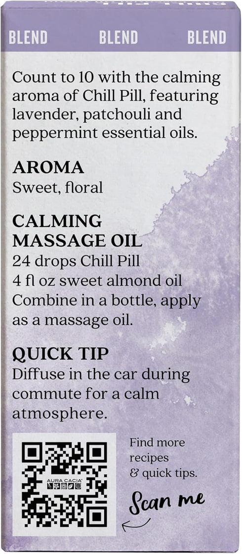 Aura Cacia Aura Cacia Chill Pill Essential Oil, 0.5 Ounce, Lavender, Peppermint, Sweet Orange, Basil, Chamomile and Patchouli...
