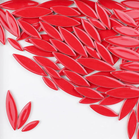 200g Ceramic Mosaic DIY Set Colorful Petal Ceramics Leafy Vein Mosaic Tiles Craft Materials Mosaic Art Materials - Red...