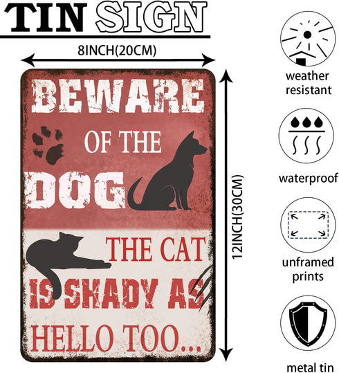 Beware of The Dog Tin Sign Funny Dog Warning Metal Signs Dog Signs for Yard Fence Guard Dog Sign Outdoor Decor 8x12 Inches...