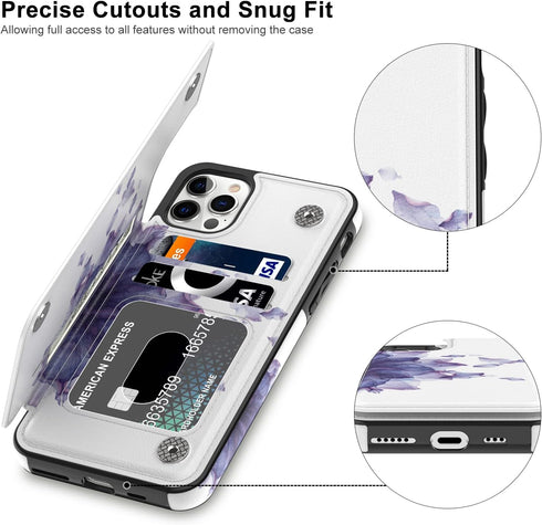 LETO for iPhone 13 Pro Case,Luxury Flip Folio Leather Wallet Case Cover with Fashion Designs for Girls Women,Card Slots Kickstand Protective Phone...