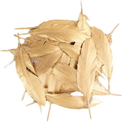 HaiMay 80 Pieces Gold Feathers for Craft Wedding Home Party Decorations, 6-8 Inches Goose Feathers Gold Craft Feather...